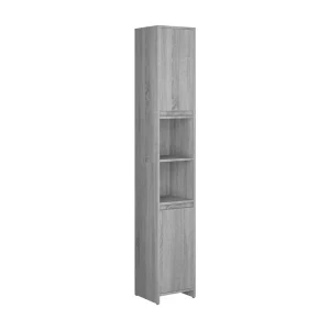Badkamerkast 30x30x183,5 cm bewerkt hout grijs sonoma eiken
