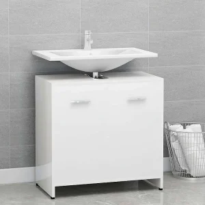 Badkamerkast 60x33x61 cm bewerkt hout hoogglans wit Badkamerkast 60x33x61 cm bewerkt hout hoogglans wit