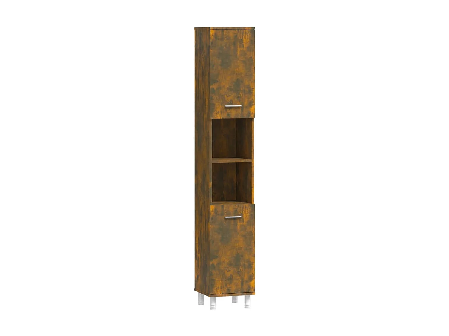 Badkamerkast 30x30x179 cm bewerkt hout gerookt eikenkleurig