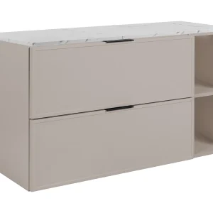 Badkamerkastje, kasjmier, blad van wit marmer, 100 (80+20) x 57 x 46 cm Badkamerkastje, kasjmier, blad van wit marmer, 100 (80+20) x 57 x 46 cm