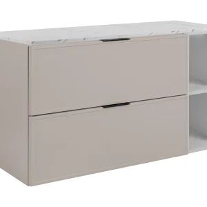 Badkamerkastje, kasjmier, blad van wit marmer, 100 (80+20) x 57 x 46 cm Badkamerkastje, kasjmier, blad van wit marmer, 100 (80+20) x 57 x 46 cm
