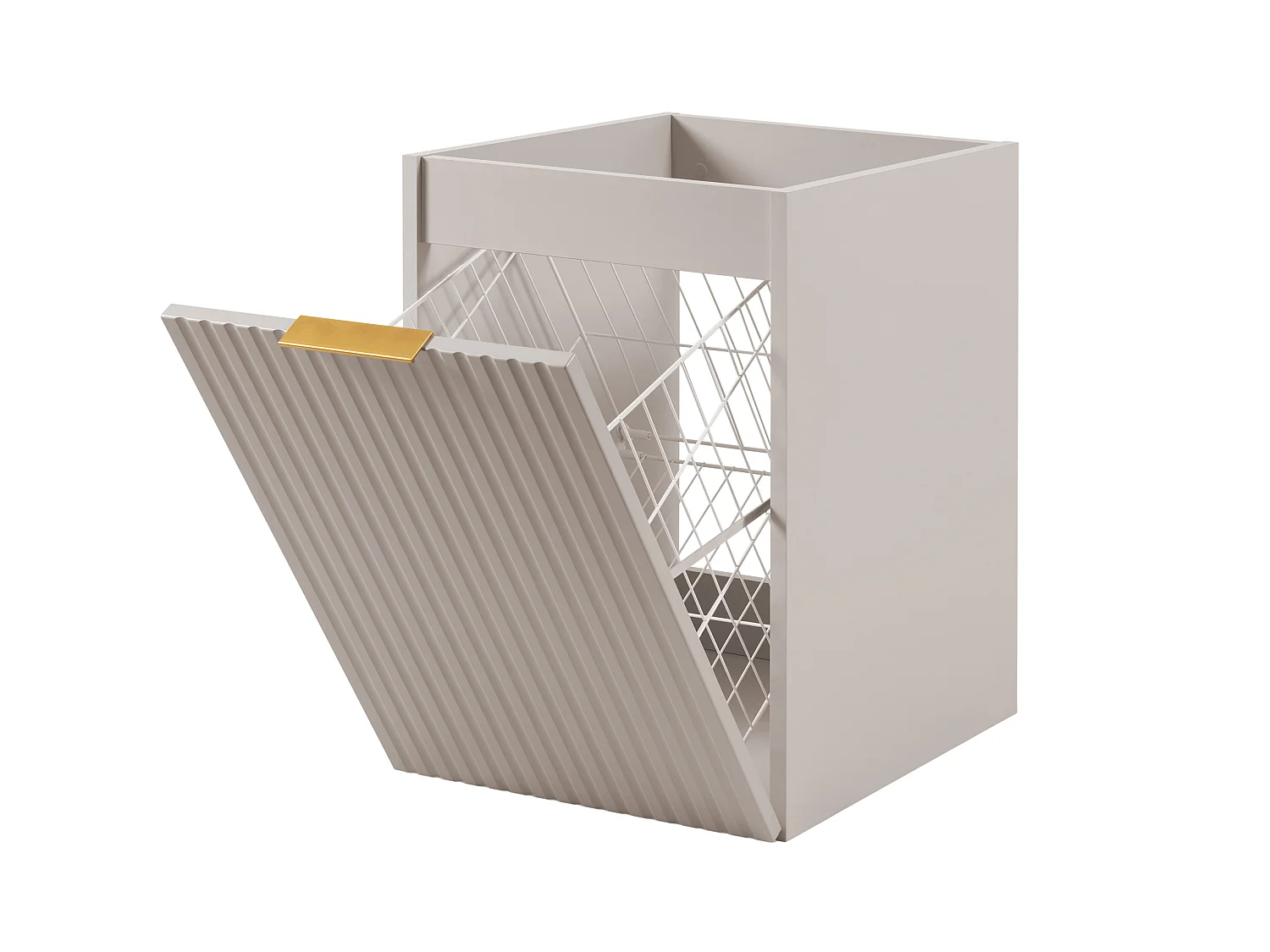 Badezimmerschrank mit Wäschekorb, Kaschmir, 40 x 57 x 46 cm, goldene Griffe