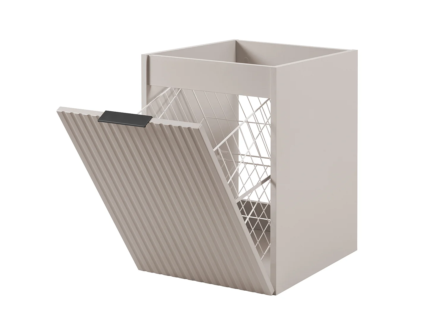 Badezimmerschrank mit Wäschekorb, Kaschmir, 40 x 57 x 46 cm, schwarze Griffe