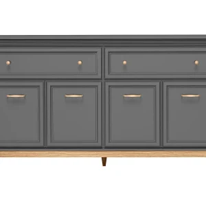 AX LIVING Dressoir Nymphen Donkergrijs 2 Lades 4 Deuren MDF Eiken Poten 179 cm