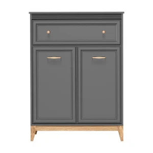 AX LIVING Smal Dressoir Nymphen Donkergrijs 1 Lade 2 Deuren MDF Eiken Poten AX LIVING Smal Dressoir Nymphen Donkergrijs 1 Lade 2 Deuren MDF Eiken Poten