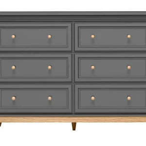 AX LIVING Ladekast Nymphen Donkergrijs 6 Lades MDF Eiken Poten