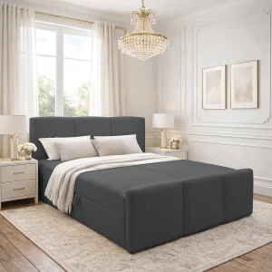 AX LIVING Boxspringbed Grijs Ankarra 180×200 cm Bed met Opbergruimte