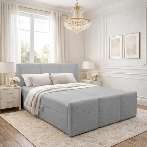 AX LIVING Boxspringbed Lichtgrijs Ankarra 140×200 cm Bed met Opbergruimte