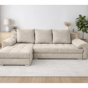 AX LIVING Manisa Hoekbank Beige L-vorm met Slaapfunctie Links AX LIVING Manisa Hoekbank Beige L-vorm met Slaapfunctie Links