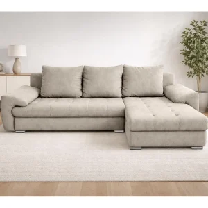AX LIVING Manisa Hoekbank Beige L-vorm met Slaapfunctie Rechts AX LIVING Manisa Hoekbank Beige L-vorm met Slaapfunctie Rechts