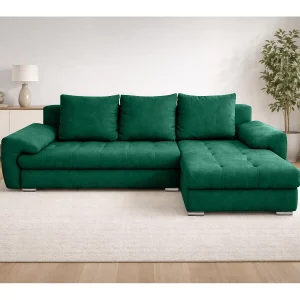 AX LIVING Manisa Hoekbank Groen L-vorm met Slaapfunctie Rechts