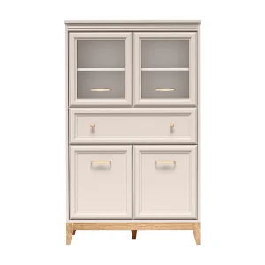 AX LIVING Vitrinekast Nymphen Cashmere Glas 4 Deuren 1 Lade MDF Eiken Poten AX LIVING Vitrinekast Nymphen Cashmere Glas 4 Deuren 1 Lade MDF Eiken Poten