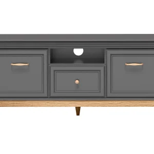 AX LIVING TV-meubel Nymphen Donkergrijs 1 Lade 2 Deuren MDF Eiken Poten AX LIVING TV-meubel Nymphen Donkergrijs 1 Lade 2 Deuren MDF Eiken Poten