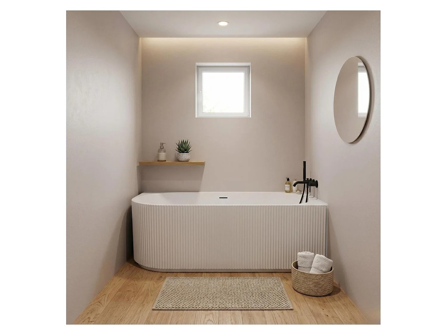 Bad STRIA 150cm Half Vrijstaand Rechts - Geribbeld Acryl Lucite®