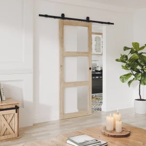Schuifdeur systeem met rail met 3 ramen, B73 cm, Mat glas, ACOSTA II