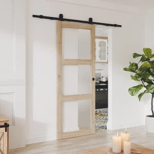 Schuifdeur met railsysteem met 3 ramen, B93 cm, Mat glas, ACOSTA II