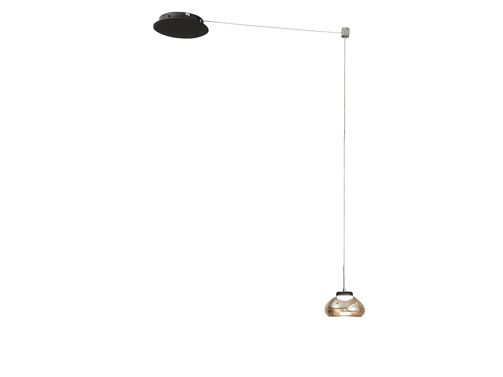 Arabella - Amberkleurige decentrale hanglamp - Fabas Luce - 8W dimbare LED - Decentrale montage
