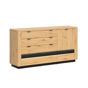 1-deurs 4-lade dressoir met LED Glenn Hout en Zwart