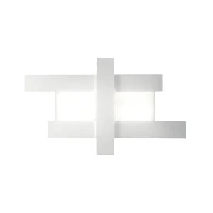 Applique murale LED blanche 50W – Structure géométrique en acier, lumière chaude 3000K, 2620lm, largeur 104 cm