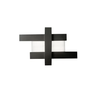 Applique murale LED 40W noire – Structure géométrique en acier, lumière chaude 3000K, 2620lm, largeur 84 cm