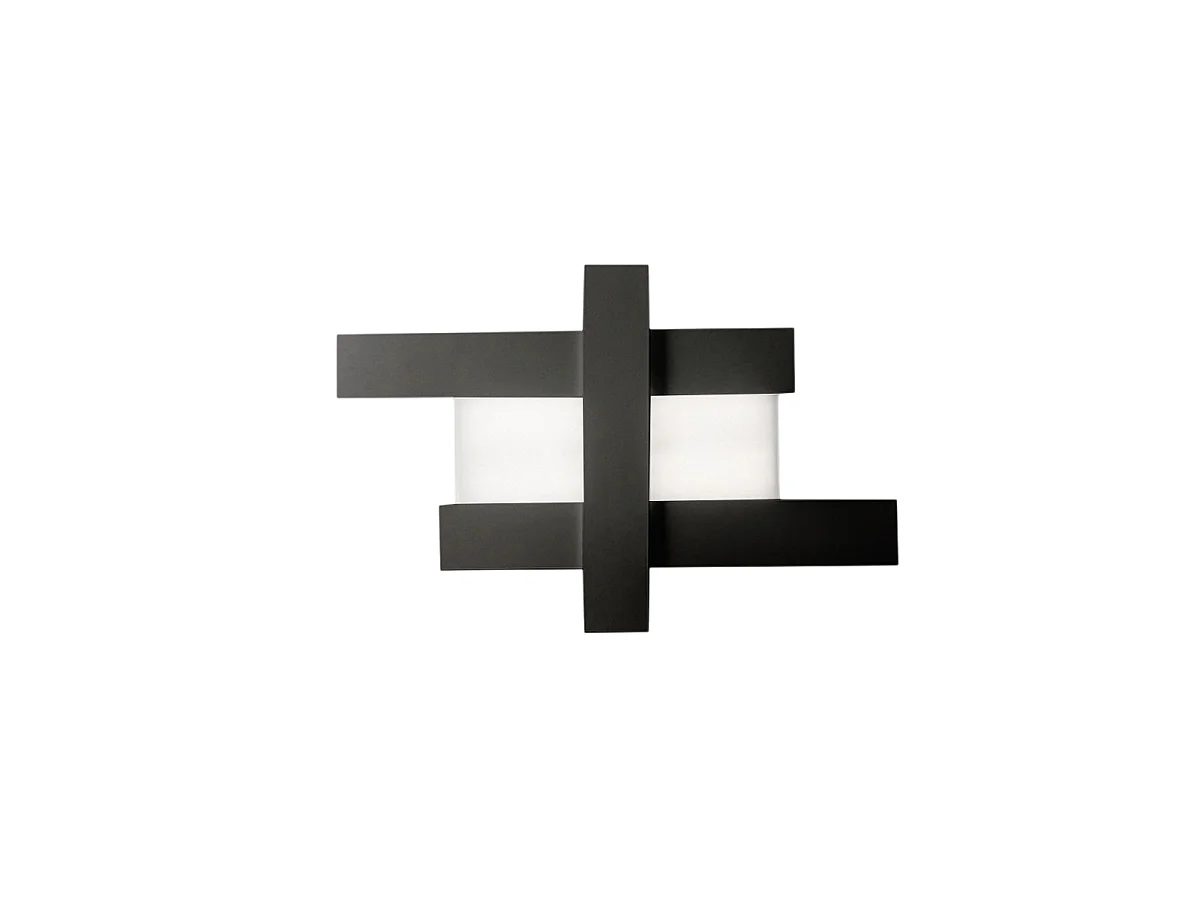 Applique murale LED 40W noire - Structure géométrique en acier, lumière chaude 3000K, 2620lm, largeur 84 cm