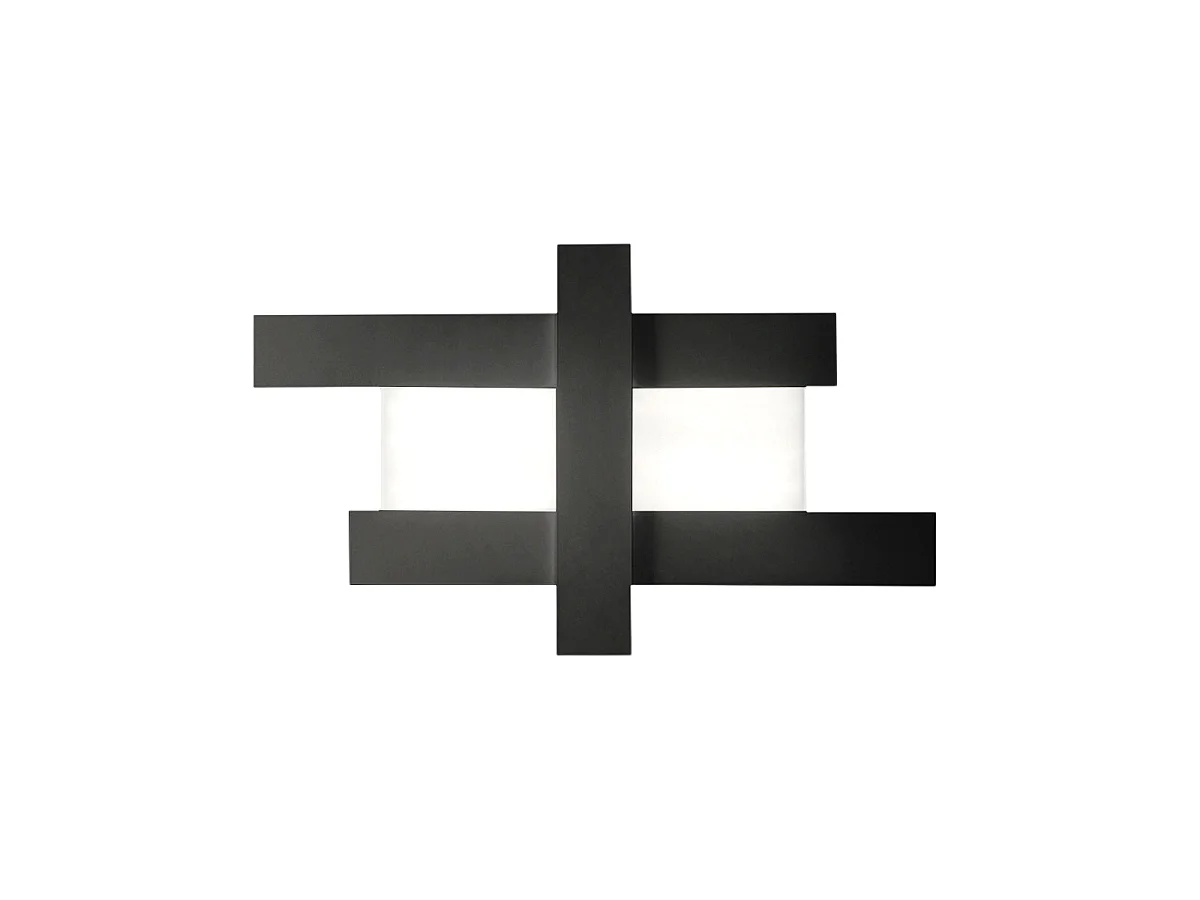 Applique murale LED noire 50W - Structure géométrique en acier, lumière chaude 3000K, 2620lm, largeur 104 cm