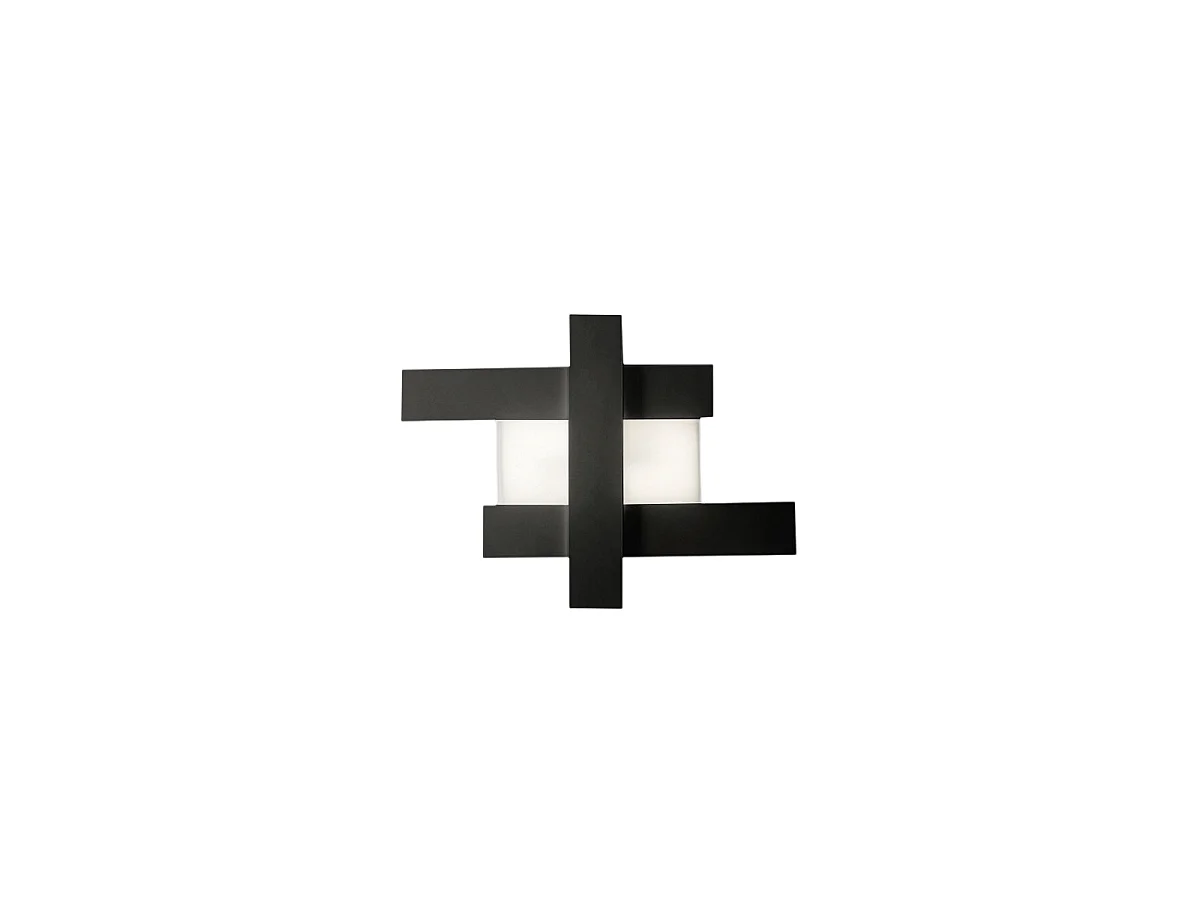 Applique murale LED 30W noire - Structure géométrique en acier, lumière chaude 3000K, 2620lm, largeur 65,5 cm