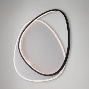 Amy Plafonnier noir et blanc en métal et aluminium avec LED CCT intégrées + télécommande L.55 X 46 BL307-PBC-GR Amy Plafonnier noir et blanc en métal et aluminium avec LED CCT intégrées + télécommande L.55 X 46 BL307-PBC-GR