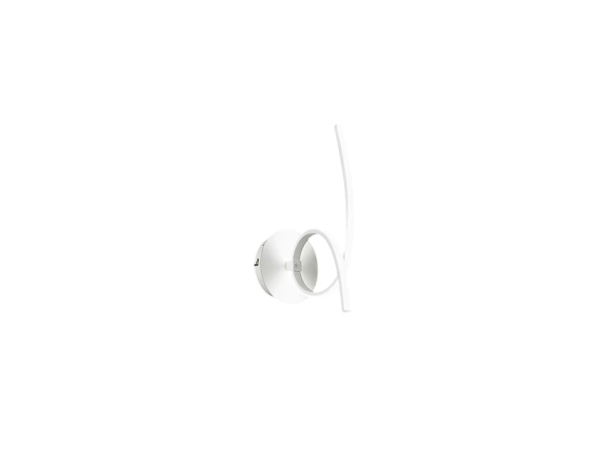 Applique LED moderne Tosca en aluminium blanc satiné 15W 840lm lumière chaude 3000K, diffuseur opale, design incurvé