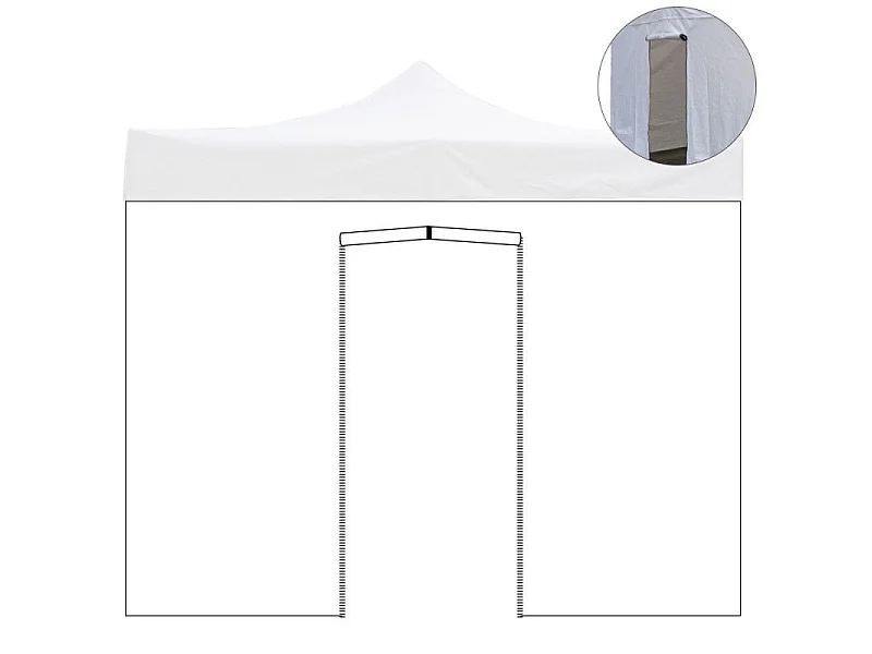 3x2m witte waterdichte zijkap met oproldeur voor Market-Pro opvouwbare paviljoen