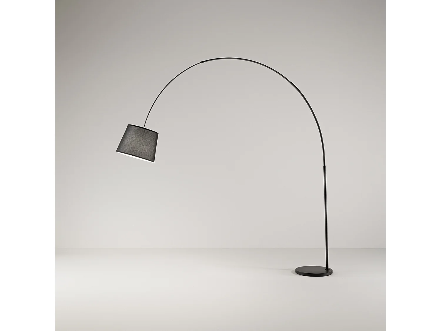 Arche - Gebogen LED metalen vloerlamp 1xE27 MAX 60W, H.230 cm, 180° verstelbare kop, Zwart - Perenz
