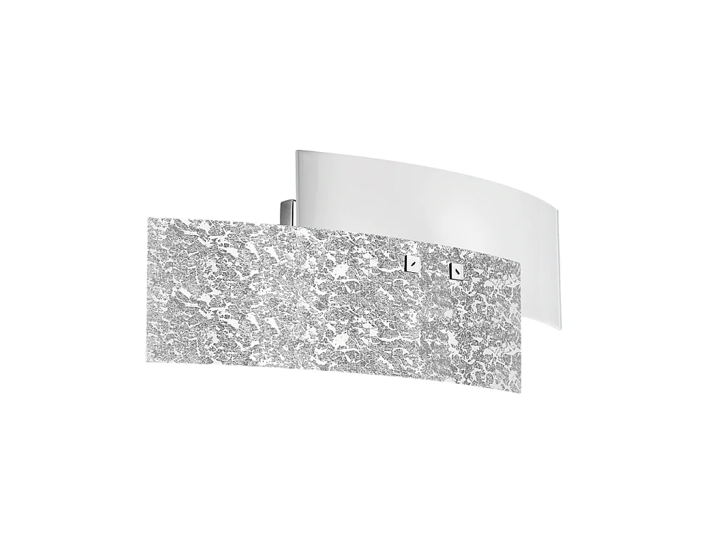 Applique Lara 2 lumières E14 verre blanc feuille d'argent - Applique au style élégant 46x18cm, max 2x42W, ampoule exclue