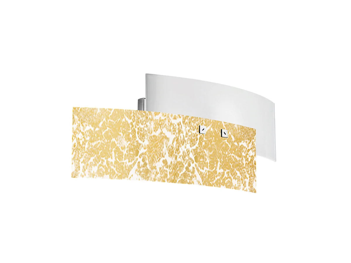 Applique Lara 2 lumières E14 verre blanc feuille d'or - Applique au style élégant 46x18cm, max 2x42W, ampoule exclue