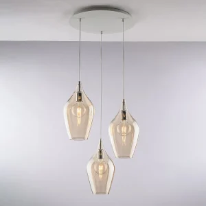 Ares Suspension en fer et verre pyrex ambré 3 lumières 141 d.50 BL273-S3-AM Ares Suspension en fer et verre pyrex ambré 3 lumières 141 d.50 BL273-S3-AM