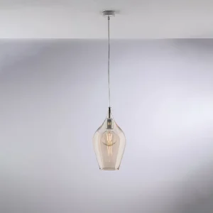Ares Suspension Iron avec verre pyrex ambré 1 lumière 142 d.20 BL273-S1-AM Ares Suspension Iron avec verre pyrex ambré 1 lumière 142 d.20 BL273-S1-AM