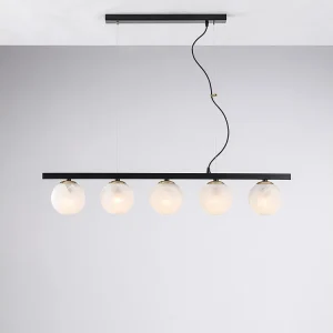 Adrian Suspension en fer laqué noir et bronzé 5 lumières L.101 x 14 BL278-5-NR Adrian Suspension en fer laqué noir et bronzé 5 lumières L.101 x 14 BL278-5-NR