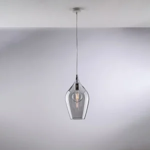 Ares Suspension Iron avec verre gris pyrex 1 lumière 142 d.20 BL273-S1-GR Ares Suspension Iron avec verre gris pyrex 1 lumière 142 d.20 BL273-S1-GR
