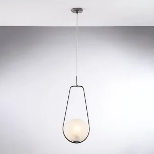 Afrodite Suspension en fer chromé noir 1 lumière avec sphère dm.20 159 d.24 BL286-S1-NR Afrodite Suspension en fer chromé noir 1 lumière avec sphère dm.20 159 d.24 BL286-S1-NR