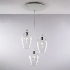 Ares Suspension en fer et verre pyrex transparent 3 lumières 141 d.50 BL273-S3-TR Ares Suspension en fer et verre pyrex transparent 3 lumières 141 d.50 BL273-S3-TR