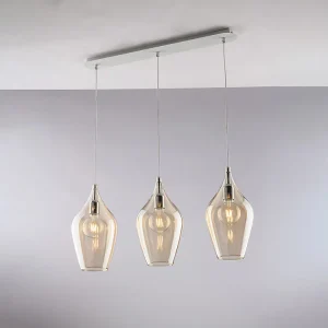 Ares Rail en fer avec verre pyrex ambré 3 lumières L.75 X 10 BL273-BIN3-AM Ares Rail en fer avec verre pyrex ambré 3 lumières L.75 X 10 BL273-BIN3-AM