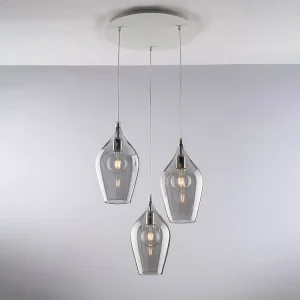 Ares Suspension en fer et verre gris pyrex 3 lumières 141 d.50 BL273-S3-GR Ares Suspension en fer et verre gris pyrex 3 lumières 141 d.50 BL273-S3-GR