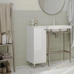Badkamerkast Zaria, 1 deur, wit hoogglans/wit, MDF, L 30 x l 35 x H 85 cm Badkamerkast Zaria, 1 deur, wit hoogglans/wit, MDF, L 30 x l 35 x H 85 cm