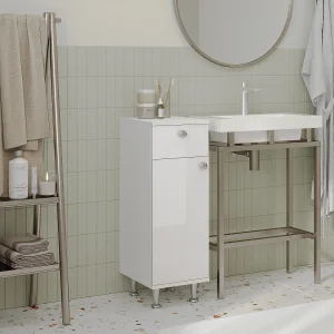 Badkamerkast Zaria, 1 Lade, 1 deur, wit hoogglans/wit, MDF, L 30 x l 35 x H 85 cm Badkamerkast Zaria, 1 Lade, 1 deur, wit hoogglans/wit, MDF, L 30 x l 35 x H 85 cm
