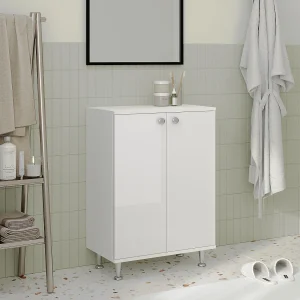 Badkamerkast Zaria, 2 deuren, wit hoogglans/wit, MDF, L 60 x l 35 x H 85 cm Badkamerkast Zaria, 2 deuren, wit hoogglans/wit, MDF, L 60 x l 35 x H 85 cm