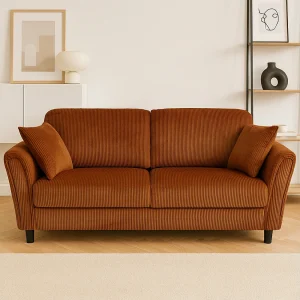 4-zits bank van ribfluweel terracotta LUCERNE – Comfortabel en elegant 4-zits bank van ribfluweel terracotta LUCERNE – Comfortabel en elegant