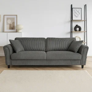 4-zitsbank van donkergrijze ribfluweel LUCERNE – Comfortabel, elegant en eigentijds 4-zitsbank van donkergrijze ribfluweel LUCERNE – Comfortabel, elegant en eigentijds