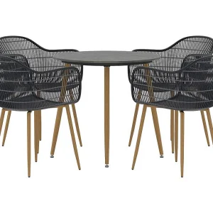 Anafi tuinmeubelset tafel 80x80cm 4 stoelen zwart.
