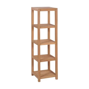 Badkamer opbergrek 4-laags 42x42x165 cm massief teakhout