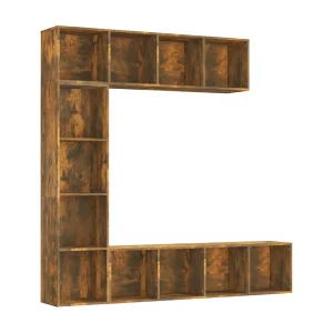 3-delige boekenkast- / tv-meubelset 180x30x180 cm gerookt eiken 3-delige boekenkast- / tv-meubelset 180x30x180 cm gerookt eiken