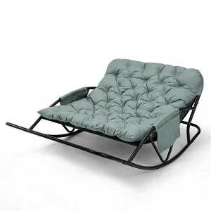 2-zits schommelstoel met kussen in techstof – moderne loungestoel met stalen frame voor balkon, terras of woonkamer 2-zits schommelstoel met kussen in techstof – moderne loungestoel met stalen frame voor balkon, terras of woonkamer